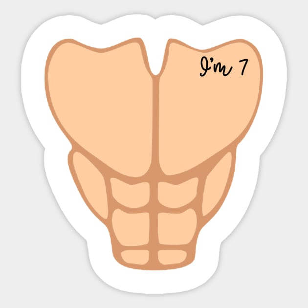 Six Pack I'm 7th Birthday Funny Boy Kids Sticker by macshoptee